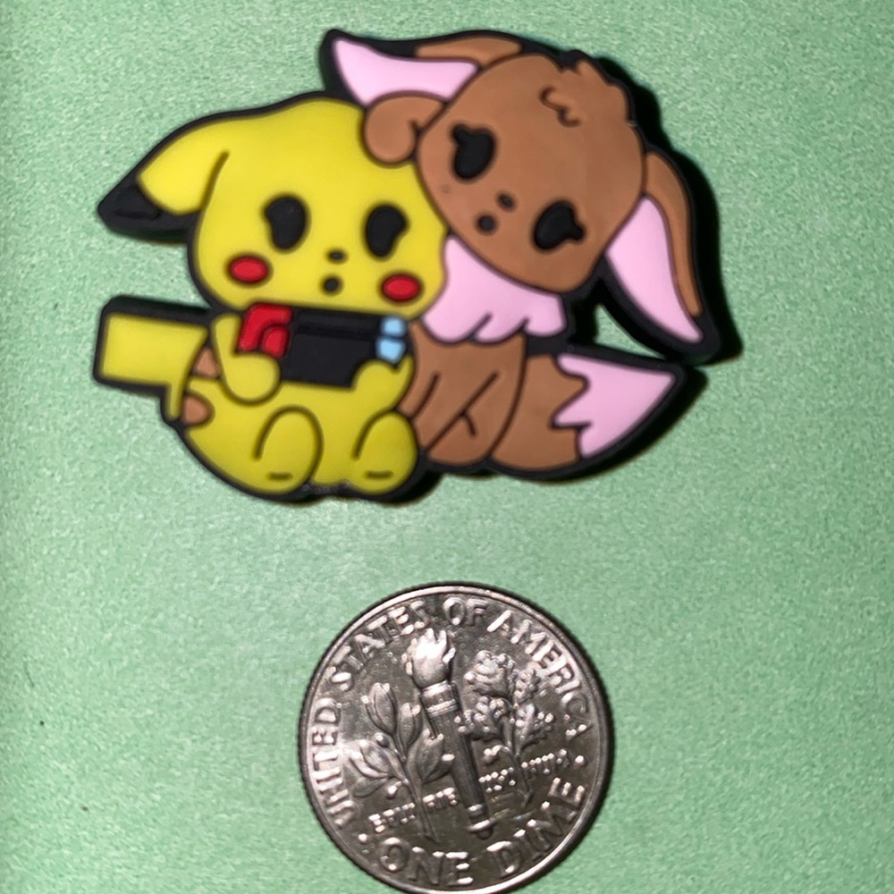 (10 for $15) Pokémon Pokemon Pikachu & Eevee playing Nintendo Crocs Shoe Charms